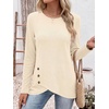 image:imageANRABESS Womens Long Sleeve Shirts Waffle Knit Tunic Top  Wrap Buttons SideSoft Lightweight SweaterCute with LeggingsFall Spring Outfits for Work Travel All Day WearParchment