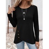 image:imageANRABESS Womens Long Sleeve Shirts Waffle Knit Tunic Top  Wrap Buttons SideSoft Lightweight SweaterCute with LeggingsFall Spring Outfits for Work Travel All Day WearBlack