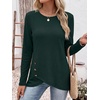 image:imageANRABESS Womens Long Sleeve Shirts Waffle Knit Tunic Top  Wrap Buttons SideSoft Lightweight SweaterCute with LeggingsFall Spring Outfits for Work Travel All Day WearDeep Green
