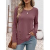 image:imageANRABESS Womens Long Sleeve Shirts Waffle Knit Tunic Top  Wrap Buttons SideSoft Lightweight SweaterCute with LeggingsFall Spring Outfits for Work Travel All Day WearMauve