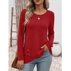 image:imageANRABESS Womens Long Sleeve Shirts Waffle Knit Tunic Top  Wrap Buttons SideSoft Lightweight SweaterCute with LeggingsFall Spring Outfits for Work Travel All Day WearRed
