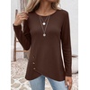 image:imageANRABESS Womens Long Sleeve Shirts Waffle Knit Tunic Top  Wrap Buttons SideSoft Lightweight SweaterCute with LeggingsFall Spring Outfits for Work Travel All Day WearBrown