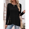 image:imageANRABESS Womens Long Sleeve Shirts Waffle Knit Tunic Top  Wrap Buttons SideSoft Lightweight SweaterCute with LeggingsFall Spring Outfits for Work Travel All Day WearBlack