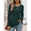 image:imageANRABESS Womens Long Sleeve Shirts Waffle Knit Tunic Top  Wrap Buttons SideSoft Lightweight SweaterCute with LeggingsFall Spring Outfits for Work Travel All Day WearDeep Green
