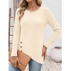 image:imageANRABESS Womens Long Sleeve Shirts Waffle Knit Tunic Top  Wrap Buttons SideSoft Lightweight SweaterCute with LeggingsFall Spring Outfits for Work Travel All Day WearParchment