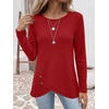 image:imageANRABESS Womens Long Sleeve Shirts Waffle Knit Tunic Top  Wrap Buttons SideSoft Lightweight SweaterCute with LeggingsFall Spring Outfits for Work Travel All Day WearRed