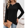 image:imageANRABESS Womens Long Sleeve Shirts Waffle Knit Tunic Top  Wrap Buttons SideSoft Lightweight SweaterCute with LeggingsFall Spring Outfits for Work Travel All Day WearBlack