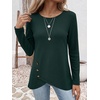 image:imageANRABESS Womens Long Sleeve Shirts Waffle Knit Tunic Top  Wrap Buttons SideSoft Lightweight SweaterCute with LeggingsFall Spring Outfits for Work Travel All Day WearDeep Green