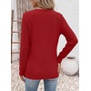 image:imageANRABESS Womens Long Sleeve Shirts Waffle Knit Tunic Top  Wrap Buttons SideSoft Lightweight SweaterCute with LeggingsFall Spring Outfits for Work Travel All Day WearRed