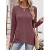 image:imageANRABESS Womens Long Sleeve Shirts Waffle Knit Tunic Top  Wrap Buttons SideSoft Lightweight SweaterCute with LeggingsFall Spring Outfits for Work Travel All Day WearMauve