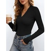 image:imageANRABESS Womens Long Sleeve V Neck Ribbed Knit Fitted Tops  Comfy Basic Tee Shirts Slim Fit Stretchy Soft Breathable Fabric Fall Winter Layer Casual Work Travel Vacation Daily WearBlack