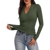 image:imageANRABESS Womens Long Sleeve V Neck Ribbed Knit Fitted Tops  Comfy Basic Tee Shirts Slim Fit Stretchy Soft Breathable Fabric Fall Winter Layer Casual Work Travel Vacation Daily WearArmy Green