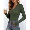 image:imageANRABESS Womens Long Sleeve V Neck Ribbed Knit Fitted Tops  Comfy Basic Tee Shirts Slim Fit Stretchy Soft Breathable Fabric Fall Winter Layer Casual Work Travel Vacation Daily WearArmy Green