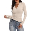 image:imageANRABESS Womens Long Sleeve V Neck Ribbed Knit Fitted Tops  Comfy Basic Tee Shirts Slim Fit Stretchy Soft Breathable Fabric Fall Winter Layer Casual Work Travel Vacation Daily WearBeige