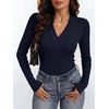 image:imageANRABESS Womens Long Sleeve V Neck Ribbed Knit Fitted Tops  Comfy Basic Tee Shirts Slim Fit Stretchy Soft Breathable Fabric Fall Winter Layer Casual Work Travel Vacation Daily WearNavy Blue