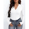 image:imageANRABESS Womens Long Sleeve V Neck Ribbed Knit Fitted Tops  Comfy Basic Tee Shirts Slim Fit Stretchy Soft Breathable Fabric Fall Winter Layer Casual Work Travel Vacation Daily WearWhite