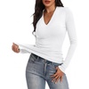 image:imageANRABESS Womens Long Sleeve V Neck Ribbed Knit Fitted Tops  Comfy Basic Tee Shirts Slim Fit Stretchy Soft Breathable Fabric Fall Winter Layer Casual Work Travel Vacation Daily WearWhite