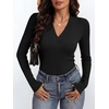 image:imageANRABESS Womens Long Sleeve V Neck Ribbed Knit Fitted Tops  Comfy Basic Tee Shirts Slim Fit Stretchy Soft Breathable Fabric Fall Winter Layer Casual Work Travel Vacation Daily WearBlack