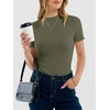 image:imageANRABESS Womens Mock Neck Tops Short Sleeve Fitted Tee Soft Comfy Ribbed Tshirts Summer Going Out Outfits for Dailyamp WorkArmy Green