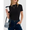 image:imageANRABESS Womens Mock Neck Tops Short Sleeve Fitted Tee Soft Comfy Ribbed Tshirts Summer Going Out Outfits for Dailyamp WorkBlack