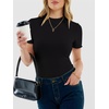 image:imageANRABESS Womens Mock Neck Tops Short Sleeve Fitted Tee Soft Comfy Ribbed Tshirts Summer Going Out Outfits for Dailyamp WorkBlack