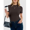 image:imageANRABESS Womens Mock Neck Tops Short Sleeve Fitted Tee Soft Comfy Ribbed Tshirts Summer Going Out Outfits for Dailyamp WorkBrown