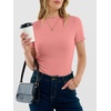 image:imageANRABESS Womens Mock Neck Tops Short Sleeve Fitted Tee Soft Comfy Ribbed Tshirts Summer Going Out Outfits for Dailyamp WorkCoral Pink