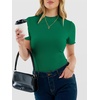image:imageANRABESS Womens Mock Neck Tops Short Sleeve Fitted Tee Soft Comfy Ribbed Tshirts Summer Going Out Outfits for Dailyamp WorkGreen