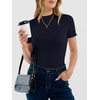 image:imageANRABESS Womens Mock Neck Tops Short Sleeve Fitted Tee Soft Comfy Ribbed Tshirts Summer Going Out Outfits for Dailyamp WorkNavy Blue