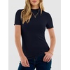 image:imageANRABESS Womens Mock Neck Tops Short Sleeve Fitted Tee Soft Comfy Ribbed Tshirts Summer Going Out Outfits for Dailyamp WorkNavy Blue