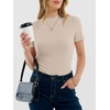 image:imageANRABESS Womens Mock Neck Tops Short Sleeve Fitted Tee Soft Comfy Ribbed Tshirts Summer Going Out Outfits for Dailyamp WorkOatmeal