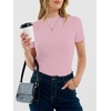 image:imageANRABESS Womens Mock Neck Tops Short Sleeve Fitted Tee Soft Comfy Ribbed Tshirts Summer Going Out Outfits for Dailyamp WorkPink