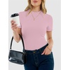 image:imageANRABESS Womens Mock Neck Tops Short Sleeve Fitted Tee Soft Comfy Ribbed Tshirts Summer Going Out Outfits for Dailyamp WorkPink