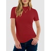 image:imageANRABESS Womens Mock Neck Tops Short Sleeve Fitted Tee Soft Comfy Ribbed Tshirts Summer Going Out Outfits for Dailyamp WorkRed