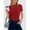image:imageANRABESS Womens Mock Neck Tops Short Sleeve Fitted Tee Soft Comfy Ribbed Tshirts Summer Going Out Outfits for Dailyamp WorkRed