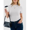 image:imageANRABESS Womens Mock Neck Tops Short Sleeve Fitted Tee Soft Comfy Ribbed Tshirts Summer Going Out Outfits for Dailyamp WorkWhite