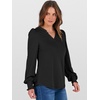 image:imageANRABESS Womens Puff Long Sleeve Shirts V Neck Loose TShirts Dressy Casual Work Blouses 2026 Fall Tops Trendy ClothesBlack