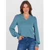 image:imageANRABESS Womens Puff Long Sleeve Shirts V Neck Loose TShirts Dressy Casual Work Blouses 2026 Fall Tops Trendy ClothesBlue Green