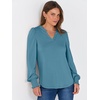image:imageANRABESS Womens Puff Long Sleeve Shirts V Neck Loose TShirts Dressy Casual Work Blouses 2026 Fall Tops Trendy ClothesBlue Green