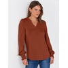 image:imageANRABESS Womens Puff Long Sleeve Shirts V Neck Loose TShirts Dressy Casual Work Blouses 2026 Fall Tops Trendy ClothesBrown