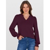 image:imageANRABESS Womens Puff Long Sleeve Shirts V Neck Loose TShirts Dressy Casual Work Blouses 2026 Fall Tops Trendy ClothesBurgundy