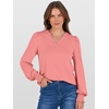 image:imageANRABESS Womens Puff Long Sleeve Shirts V Neck Loose TShirts Dressy Casual Work Blouses 2026 Fall Tops Trendy ClothesCoral Orange