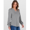 image:imageANRABESS Womens Puff Long Sleeve Shirts V Neck Loose TShirts Dressy Casual Work Blouses 2026 Fall Tops Trendy ClothesGrey