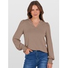 image:imageANRABESS Womens Puff Long Sleeve Shirts V Neck Loose TShirts Dressy Casual Work Blouses 2026 Fall Tops Trendy ClothesKhaki