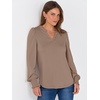image:imageANRABESS Womens Puff Long Sleeve Shirts V Neck Loose TShirts Dressy Casual Work Blouses 2026 Fall Tops Trendy ClothesKhaki