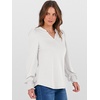 image:imageANRABESS Womens Puff Long Sleeve Shirts V Neck Loose TShirts Dressy Casual Work Blouses 2026 Fall Tops Trendy ClothesWhite