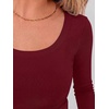 image:imageANRABESS Womens Scoop Neck Fitted Long Sleeve Crop Tops  Comfy Soft Stretch Ribbed T ShirtsSlimBasic Layering TeeCasual Daily Wear Work OutfitsSpring Fall Winter ClothesWine Red