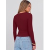 image:imageANRABESS Womens Scoop Neck Fitted Long Sleeve Crop Tops  Comfy Soft Stretch Ribbed T ShirtsSlimBasic Layering TeeCasual Daily Wear Work OutfitsSpring Fall Winter ClothesWine Red
