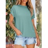 image:imageANRABESS Womens Short Sleeve Crewneck Shirts Ribbed Knit High Low Hem T Shirt 2026 Summer Spring Casual Tops Trendy ClothesLake Green