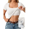 image:imageANRABESS Womens Short Sleeve Double Lined Tops Built in Bra  Square Neck CroppedSlim Fitted Basic Tee Shirts Soft Stretchy Breathable for SummerGoing Out Work Everyday WearWhite